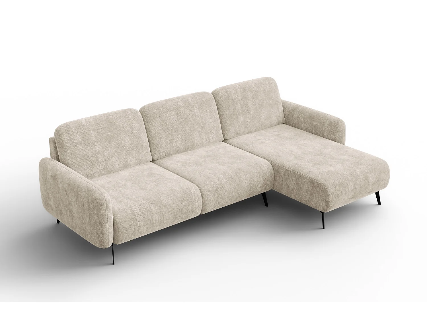 Ecksofa 4-Sitzer rechts FEBE, cremefarbener Chenille-Stoff