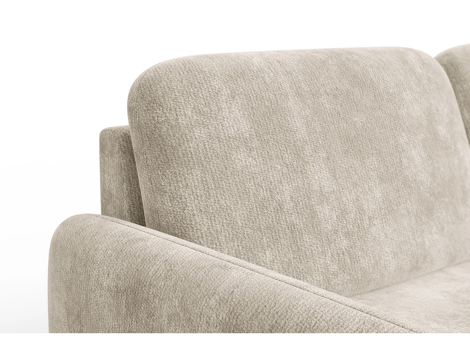 Ecksofa 4-Sitzer rechts FEBE, cremefarbener Chenille-Stoff