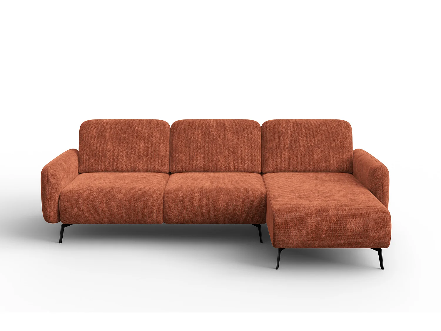 Ecksofa 4-Sitzer rechts FEBE, rostroter Chenille-Stoff