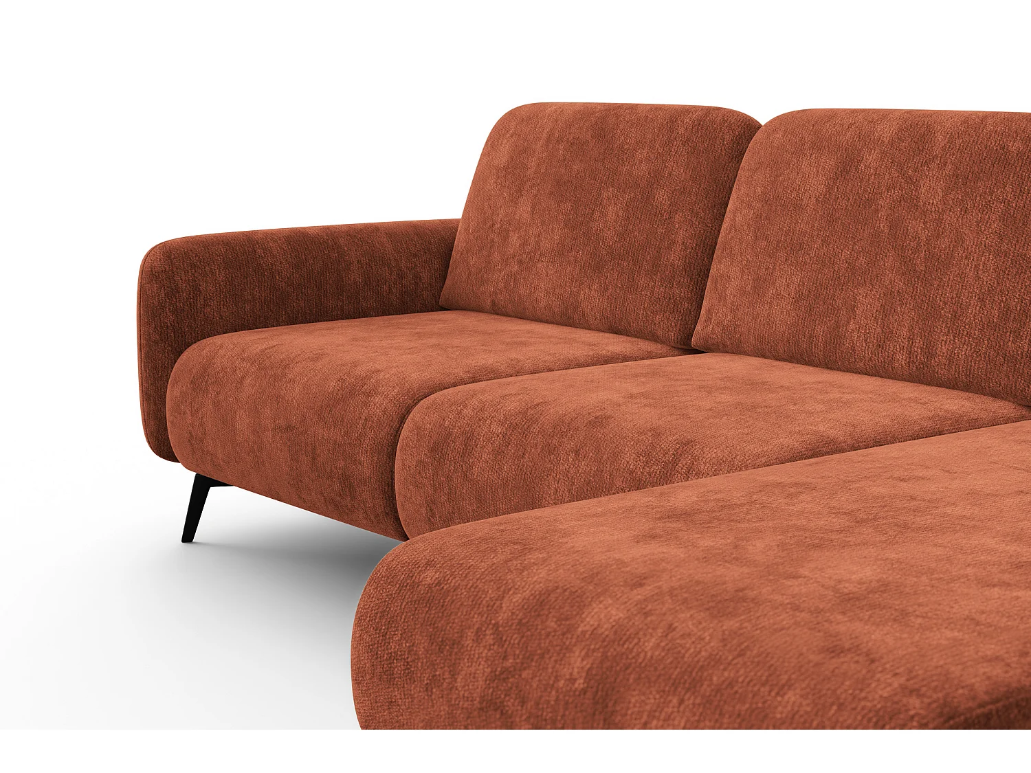 Ecksofa 4-Sitzer rechts FEBE, rostroter Chenille-Stoff