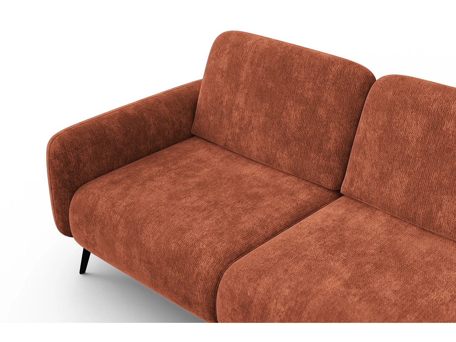 Ecksofa 4-Sitzer rechts FEBE, rostroter Chenille-Stoff