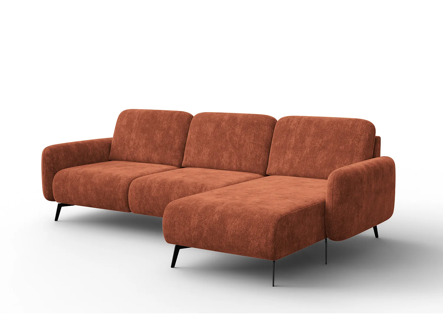 Ecksofa 4-Sitzer rechts FEBE, rostroter Chenille-Stoff