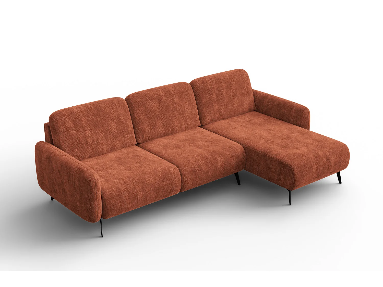 Ecksofa 4-Sitzer rechts FEBE, rostroter Chenille-Stoff