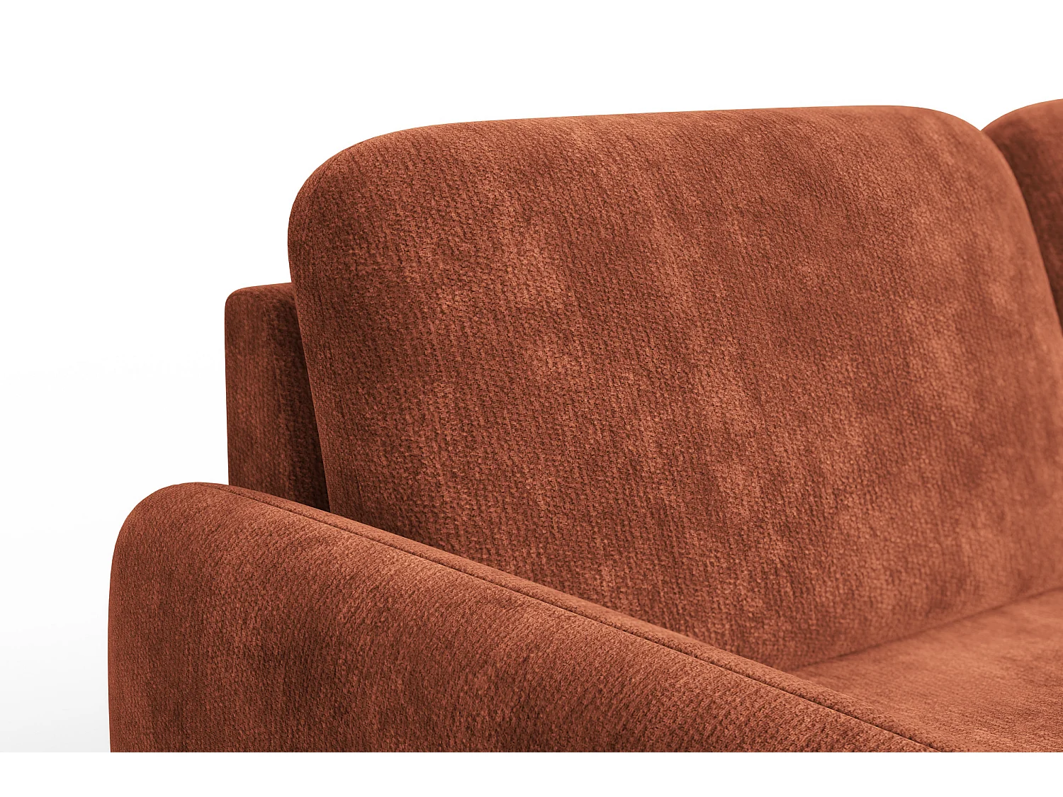 Ecksofa 4-Sitzer rechts FEBE, rostroter Chenille-Stoff