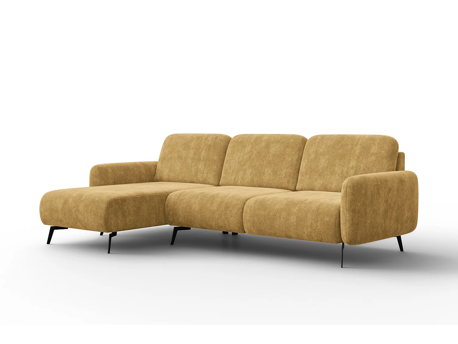 CANAPÉ D'ANGLE FEBE 4 places gauche, tissu chenille moutarde