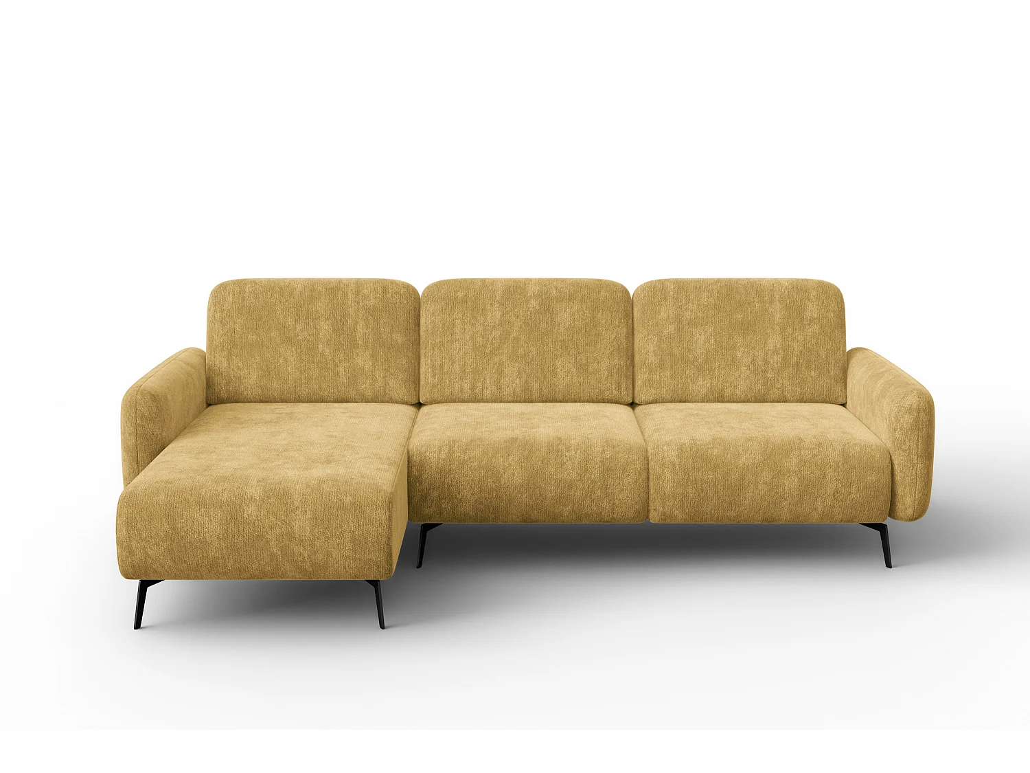 CANAPÉ D'ANGLE FEBE 4 places gauche, tissu chenille moutarde