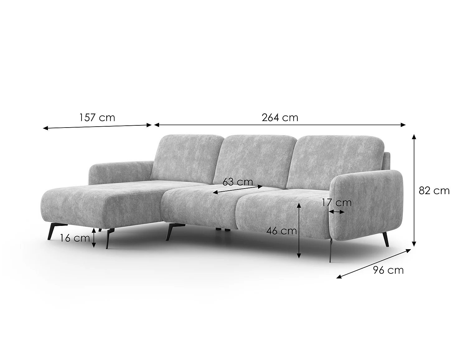 CANAPÉ D'ANGLE FEBE 4 places gauche, tissu chenille moutarde