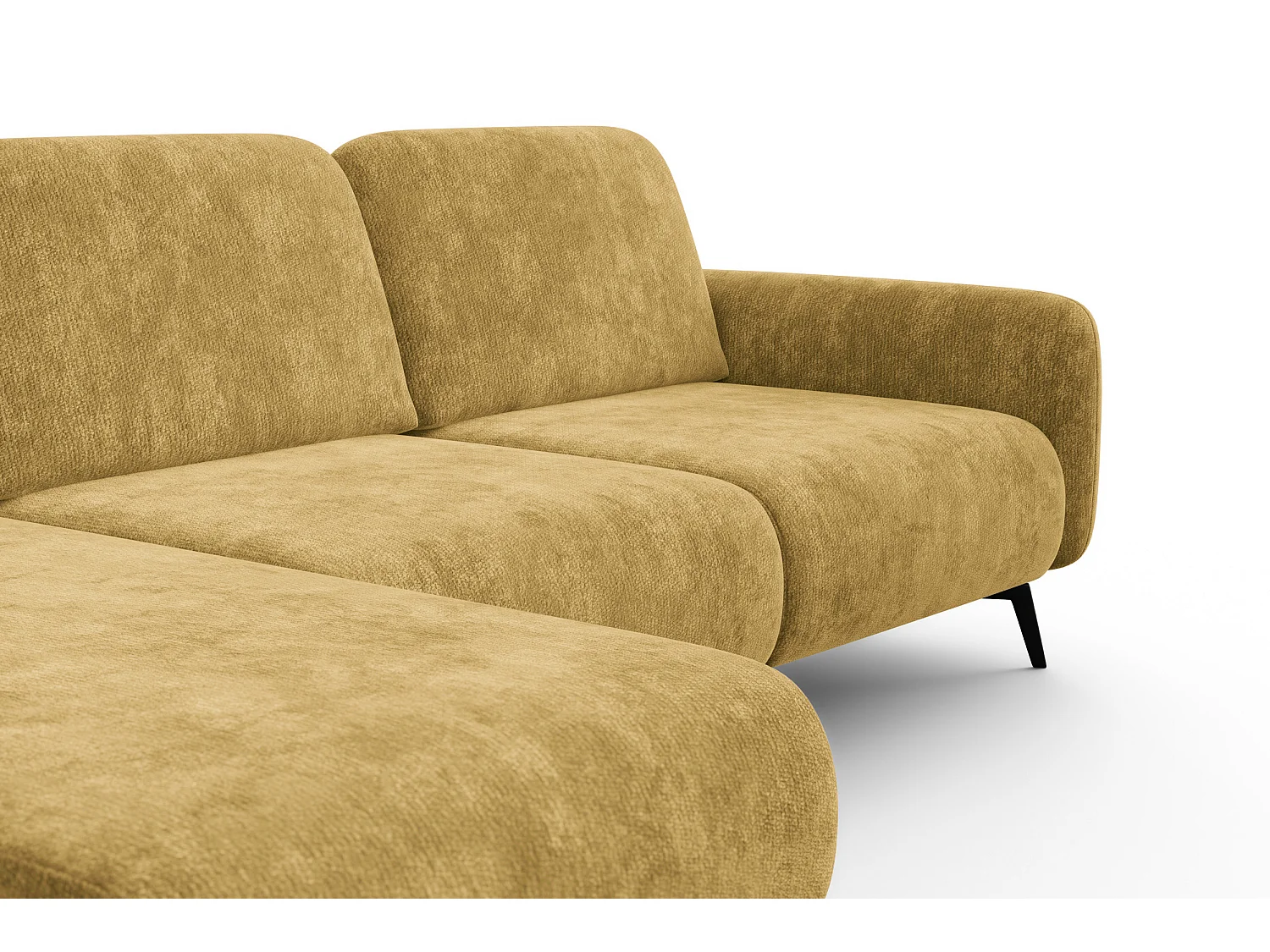 CANAPÉ D'ANGLE FEBE 4 places gauche, tissu chenille moutarde