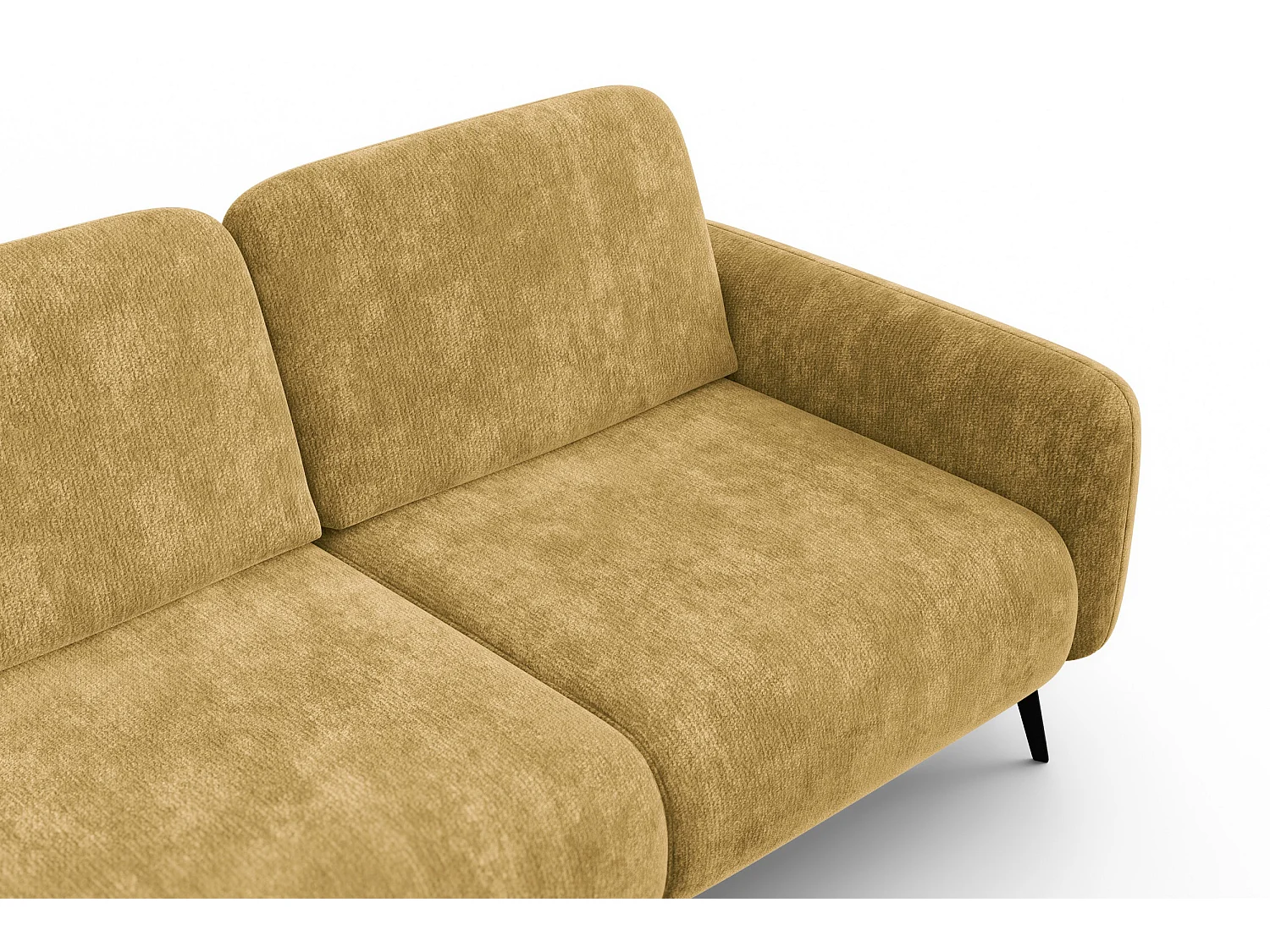 CANAPÉ D'ANGLE FEBE 4 places gauche, tissu chenille moutarde