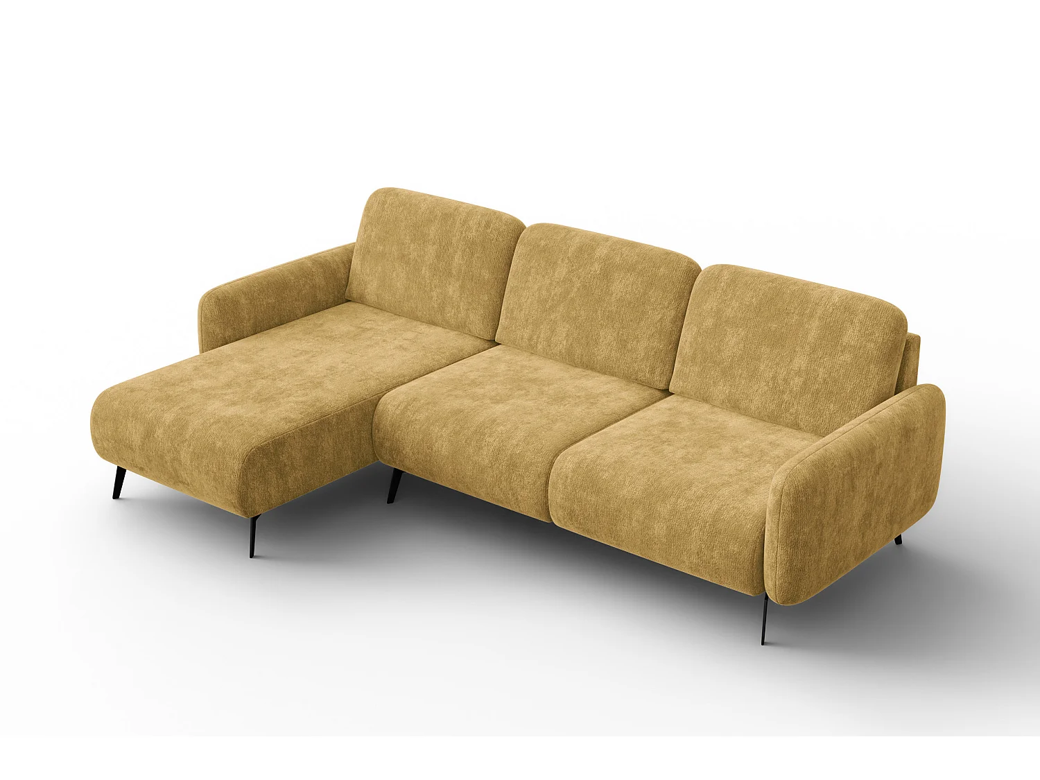 CANAPÉ D'ANGLE FEBE 4 places gauche, tissu chenille moutarde