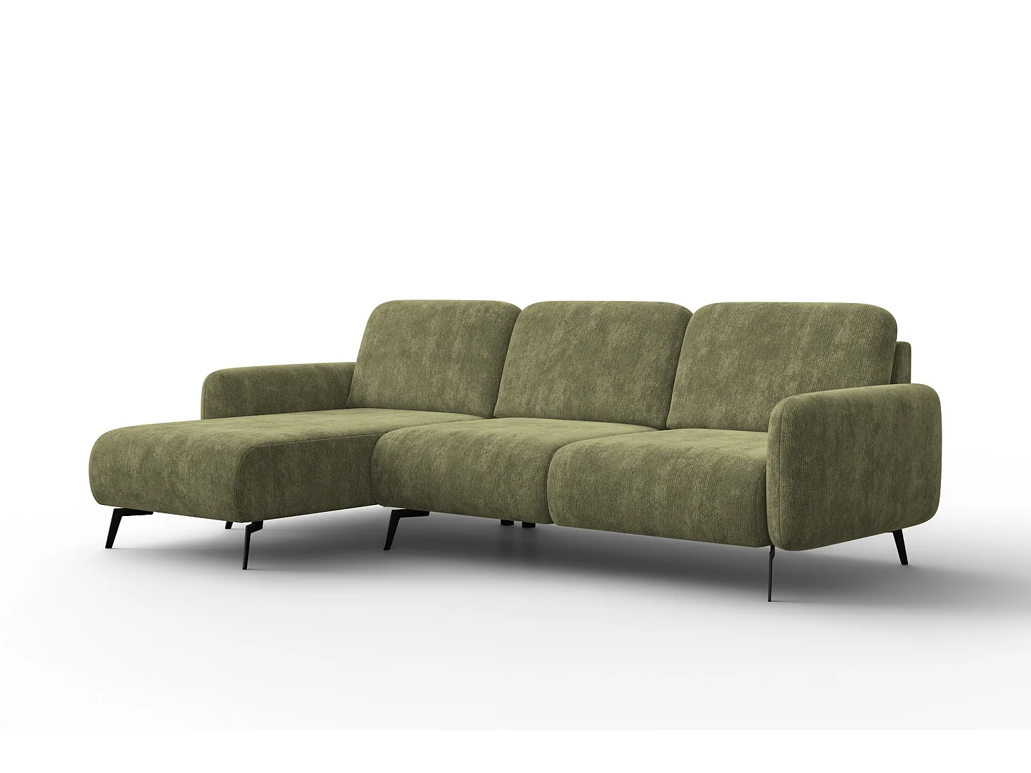CANAPÉ D'ANGLE FEBE 4 places gauche, tissu chenille olive