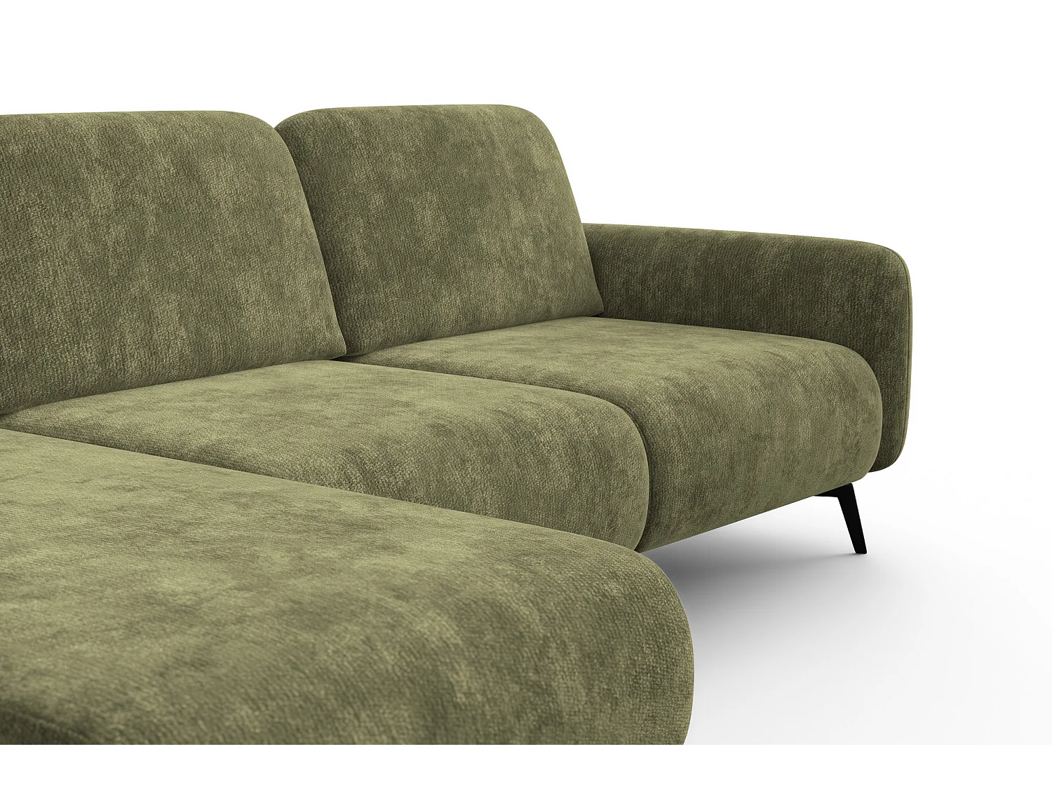 CANAPÉ D'ANGLE FEBE 4 places gauche, tissu chenille olive