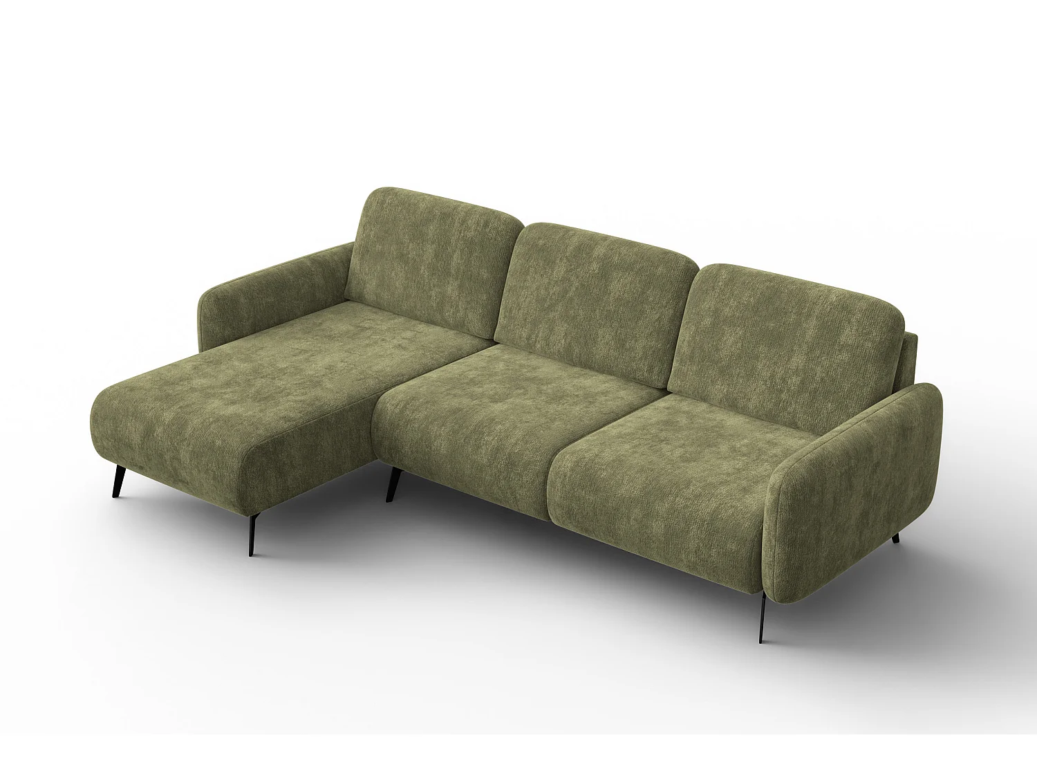CANAPÉ D'ANGLE FEBE 4 places gauche, tissu chenille olive