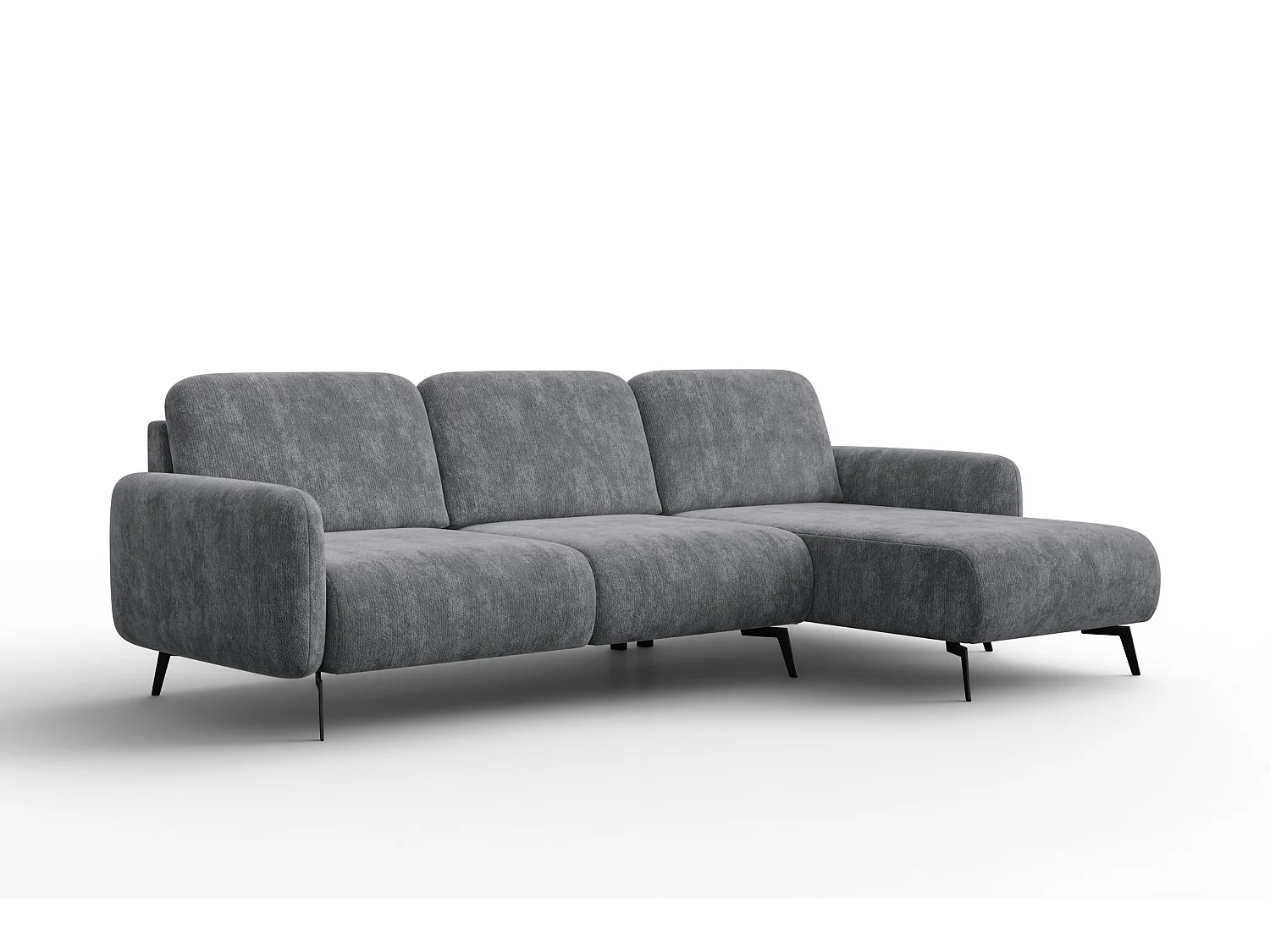 Ecksofa 4-Sitzer rechts FEBE, grauer Chenille-Stoff