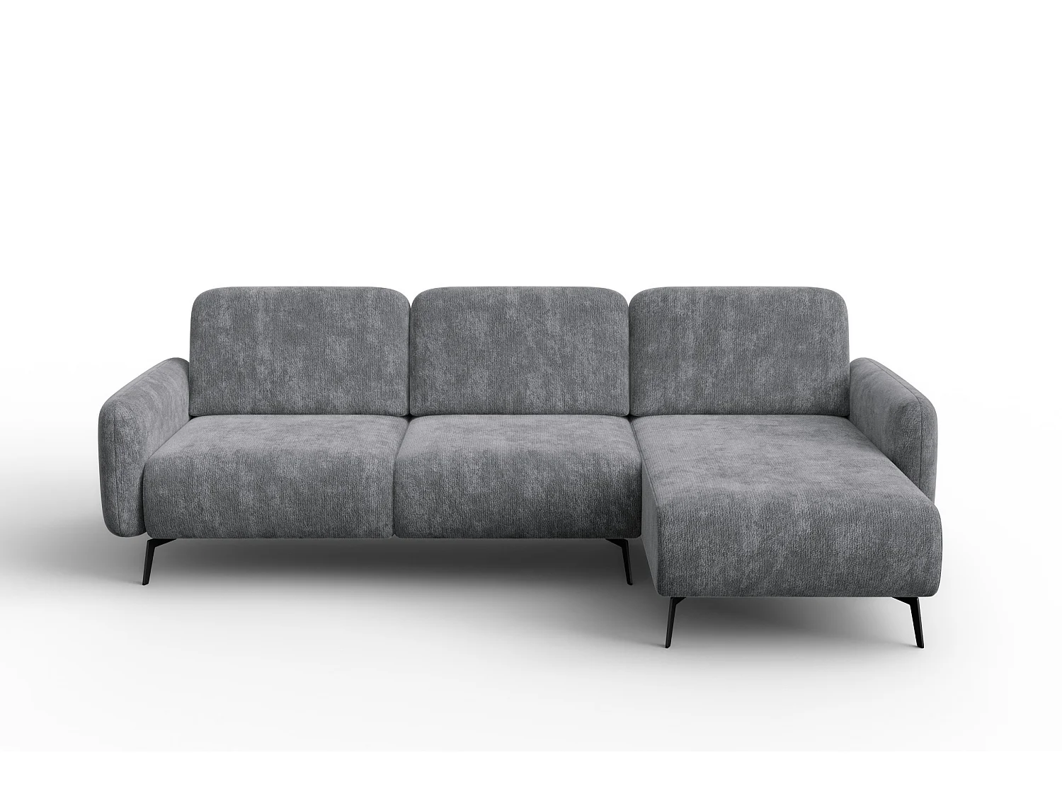 Ecksofa 4-Sitzer rechts FEBE, grauer Chenille-Stoff