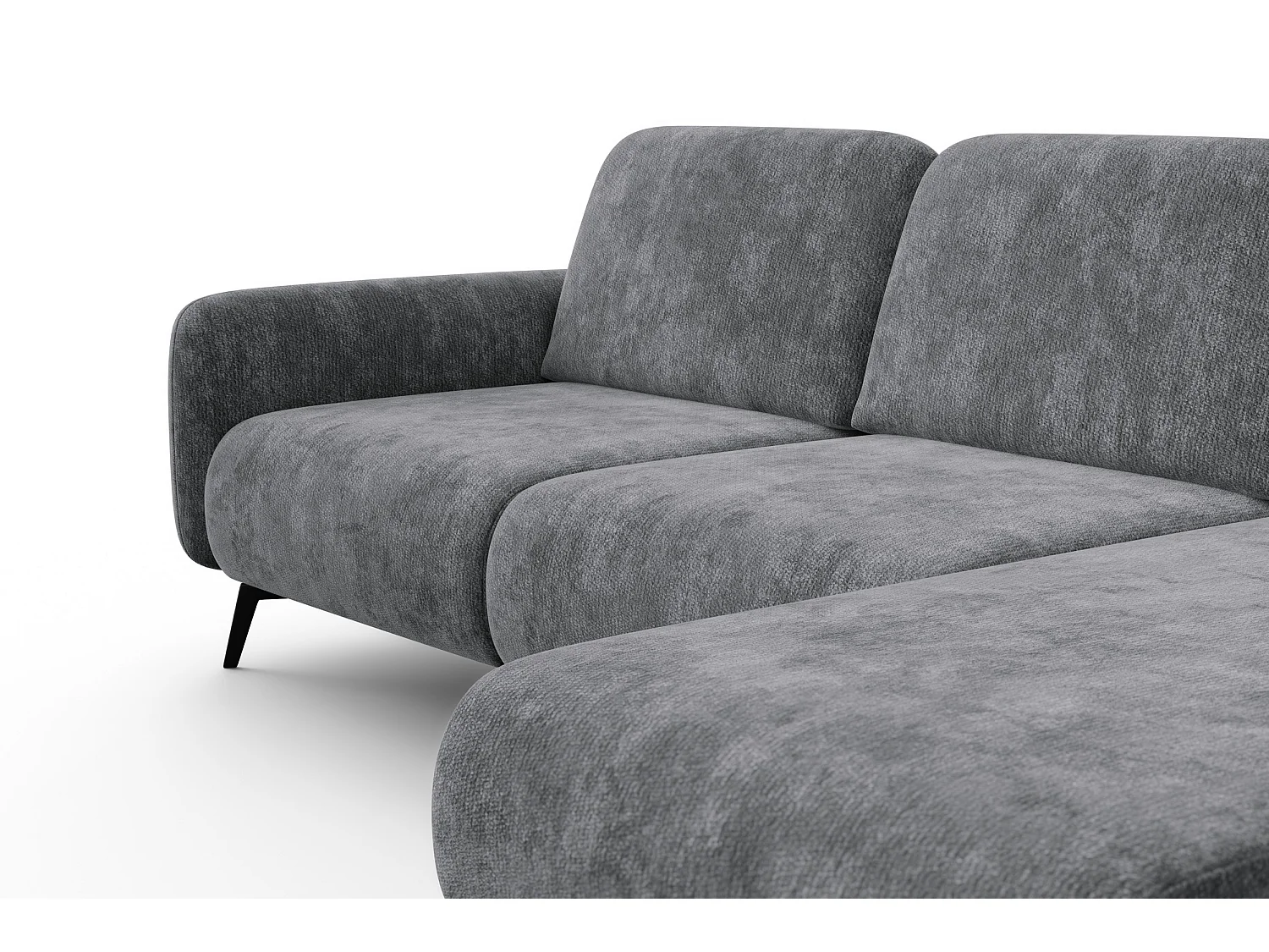 Ecksofa 4-Sitzer rechts FEBE, grauer Chenille-Stoff
