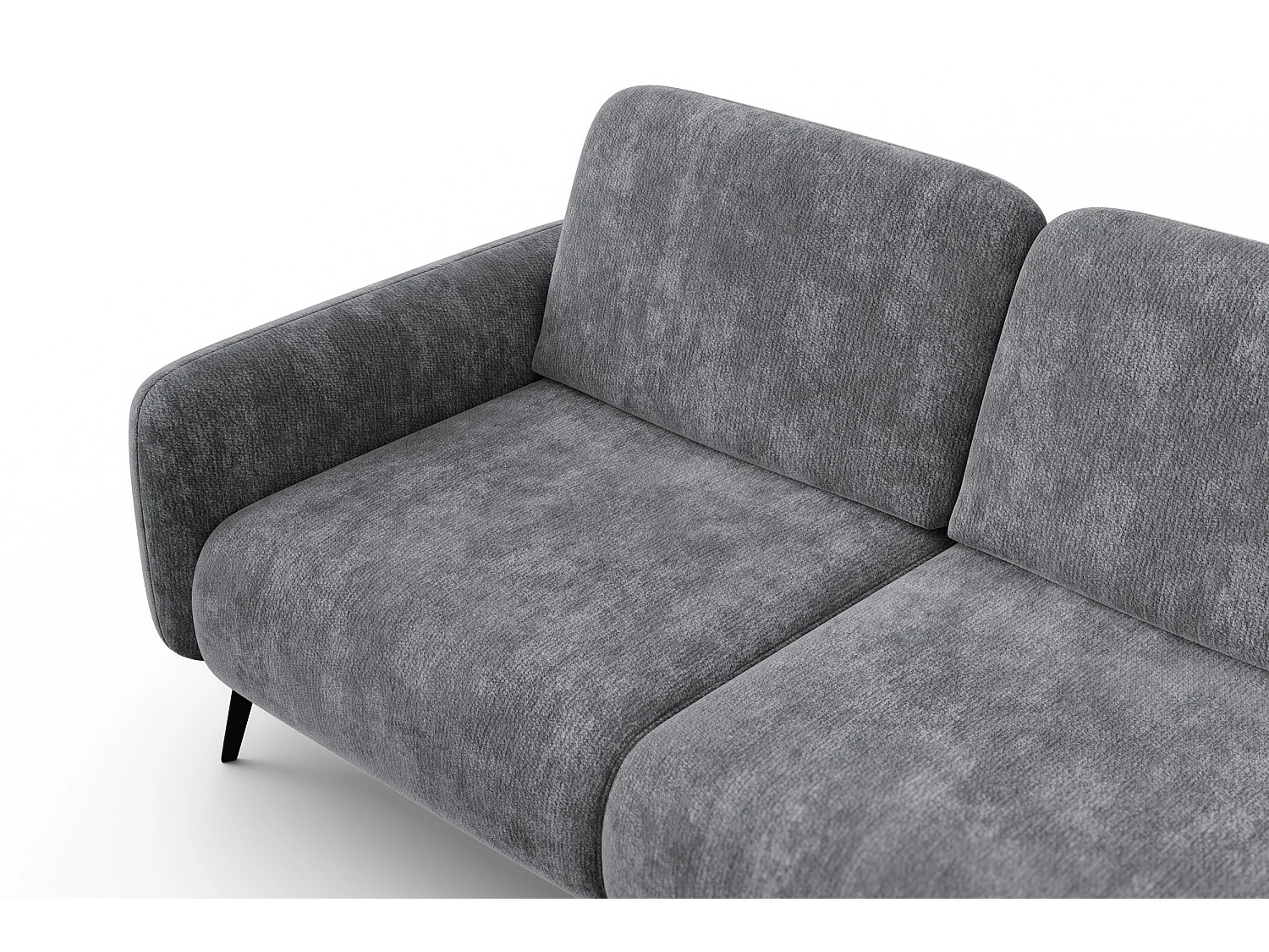 Ecksofa 4-Sitzer rechts FEBE, grauer Chenille-Stoff