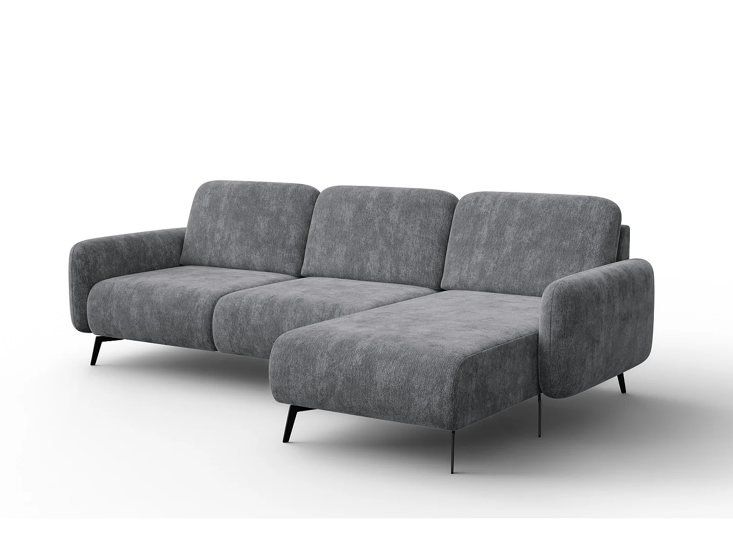 Ecksofa 4-Sitzer rechts FEBE, grauer Chenille-Stoff