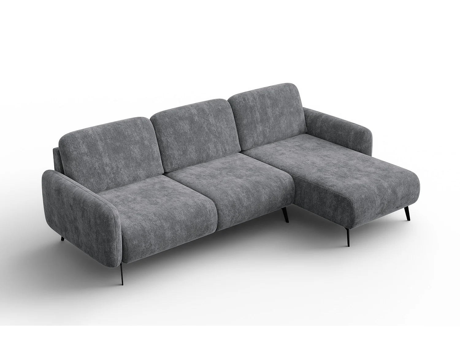 Ecksofa 4-Sitzer rechts FEBE, grauer Chenille-Stoff