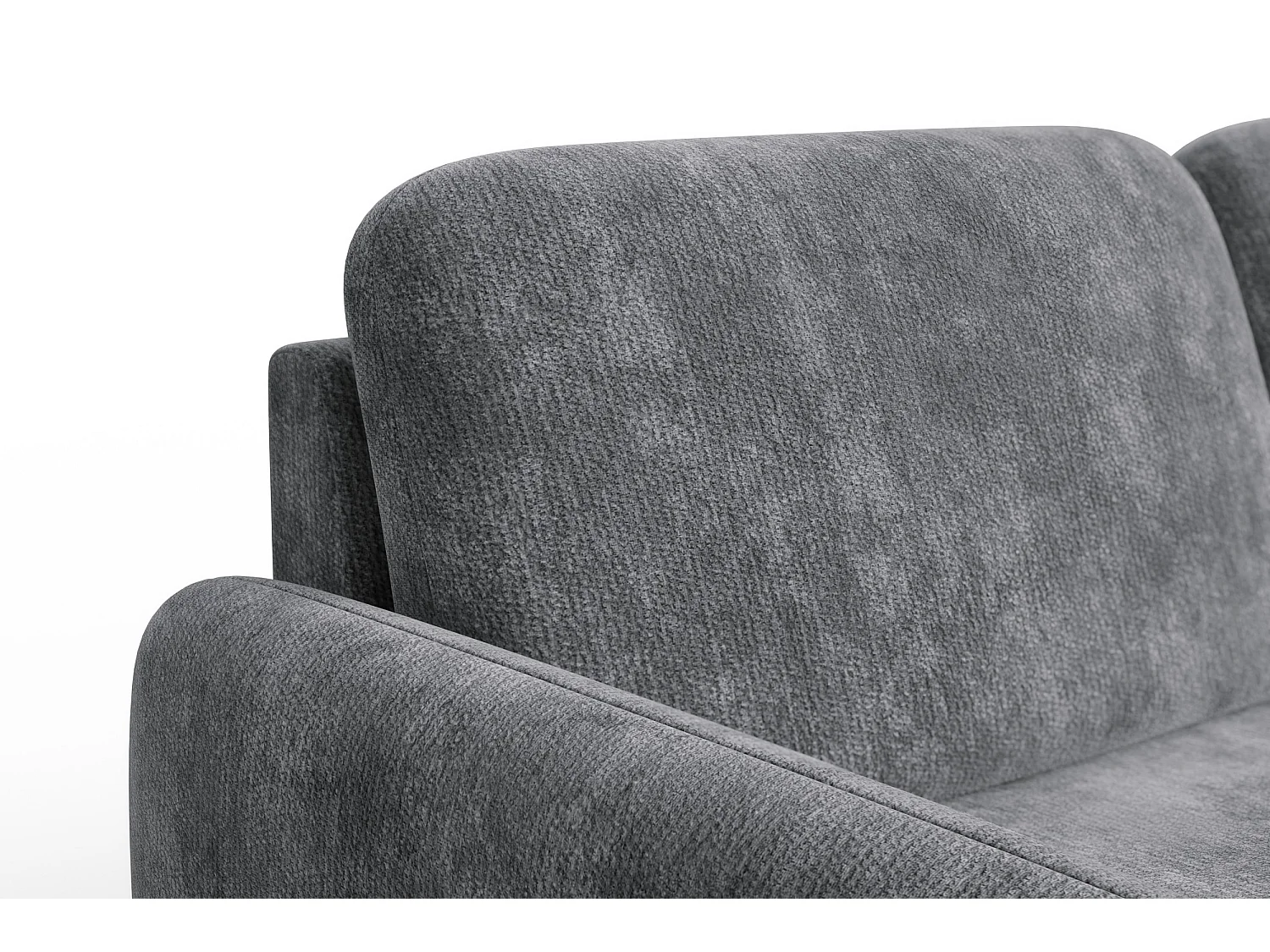 Ecksofa 4-Sitzer rechts FEBE, grauer Chenille-Stoff
