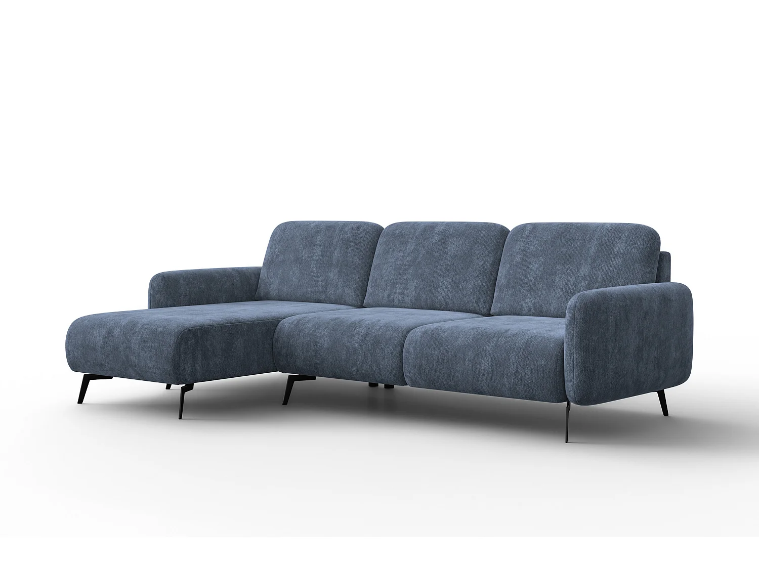 CANAPÉ D'ANGLE FEBE 4 places gauche, tissu chenille bleu marine