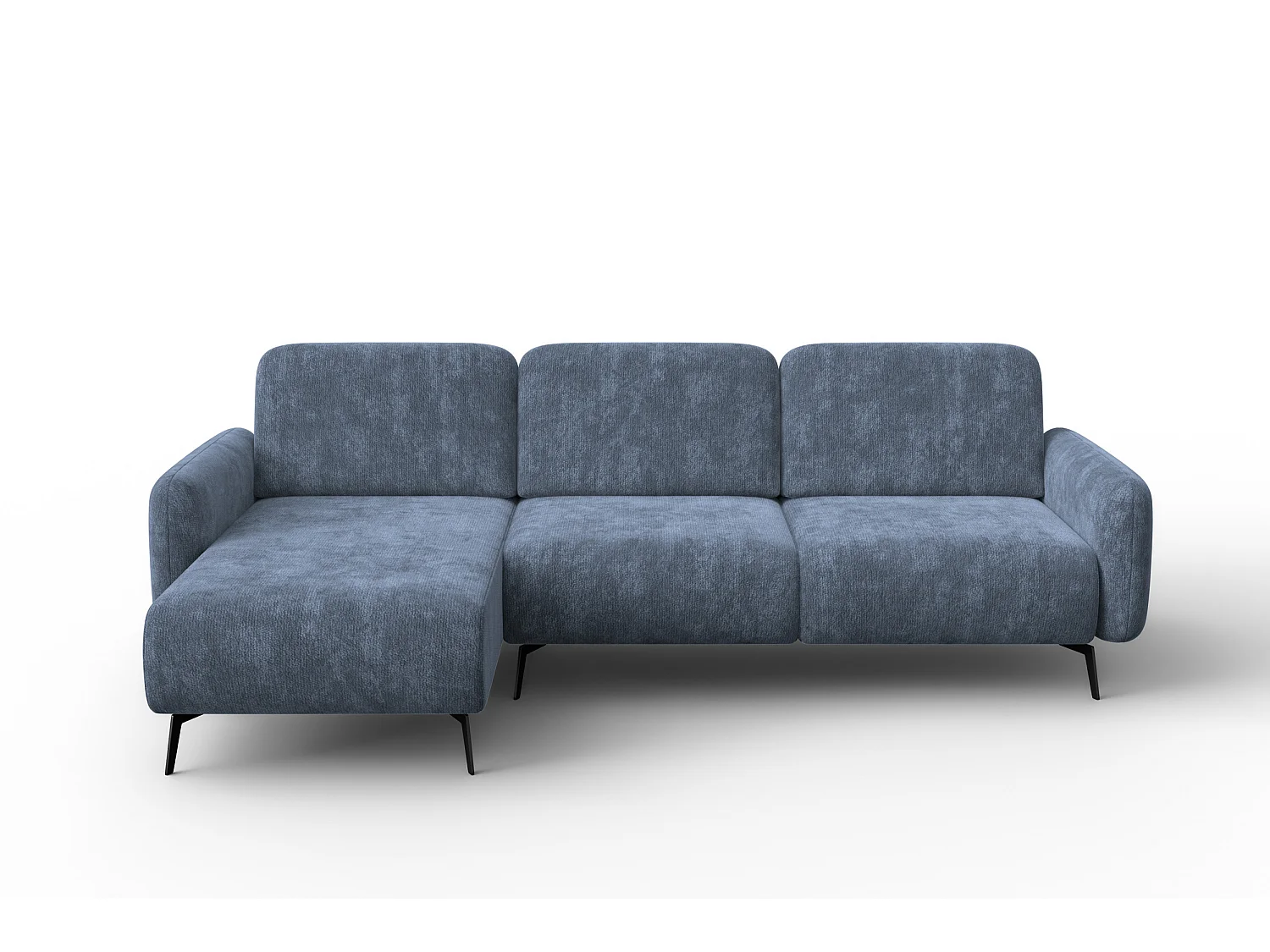 CANAPÉ D'ANGLE FEBE 4 places gauche, tissu chenille bleu marine