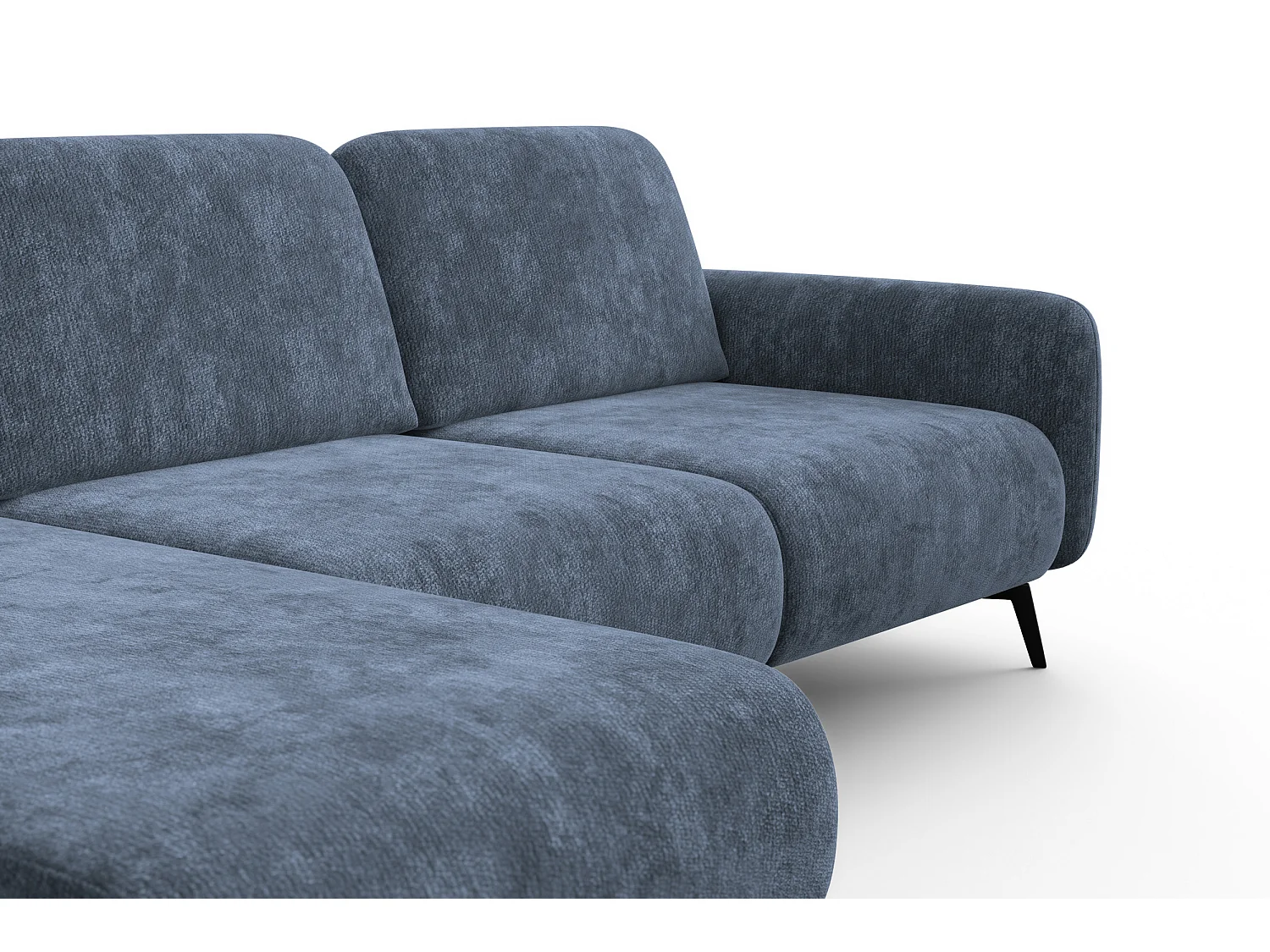 CANAPÉ D'ANGLE FEBE 4 places gauche, tissu chenille bleu marine