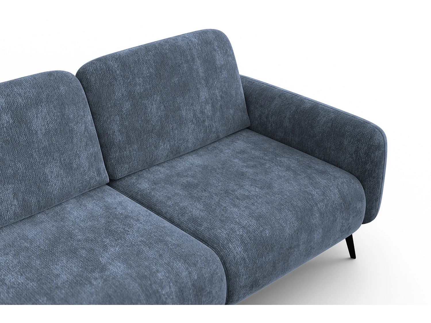CANAPÉ D'ANGLE FEBE 4 places gauche, tissu chenille bleu marine
