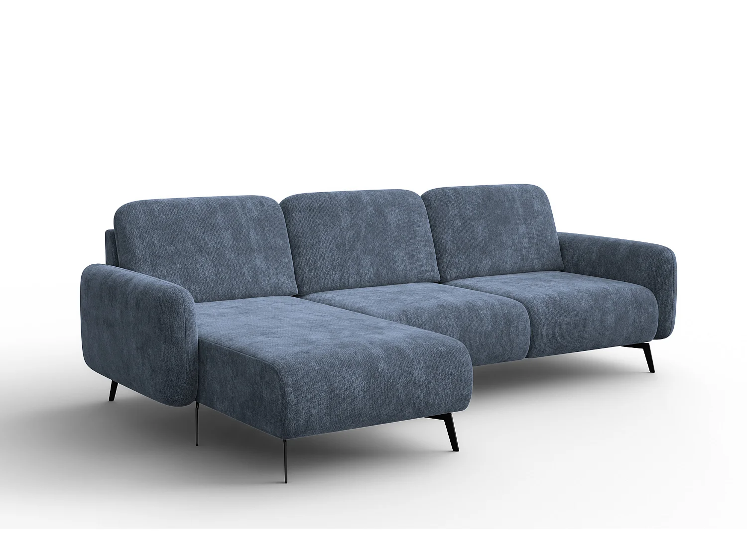 CANAPÉ D'ANGLE FEBE 4 places gauche, tissu chenille bleu marine