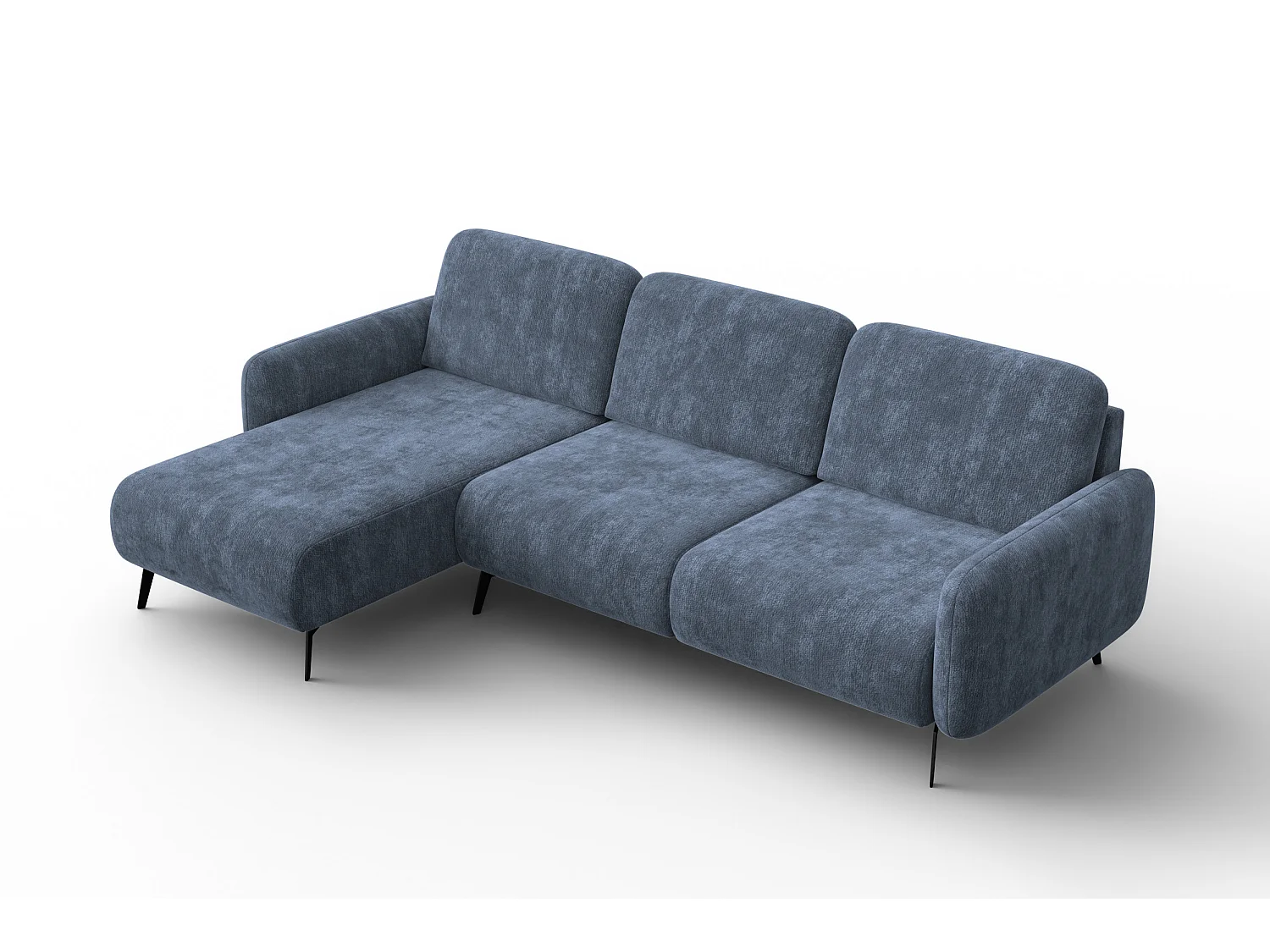 CANAPÉ D'ANGLE FEBE 4 places gauche, tissu chenille bleu marine