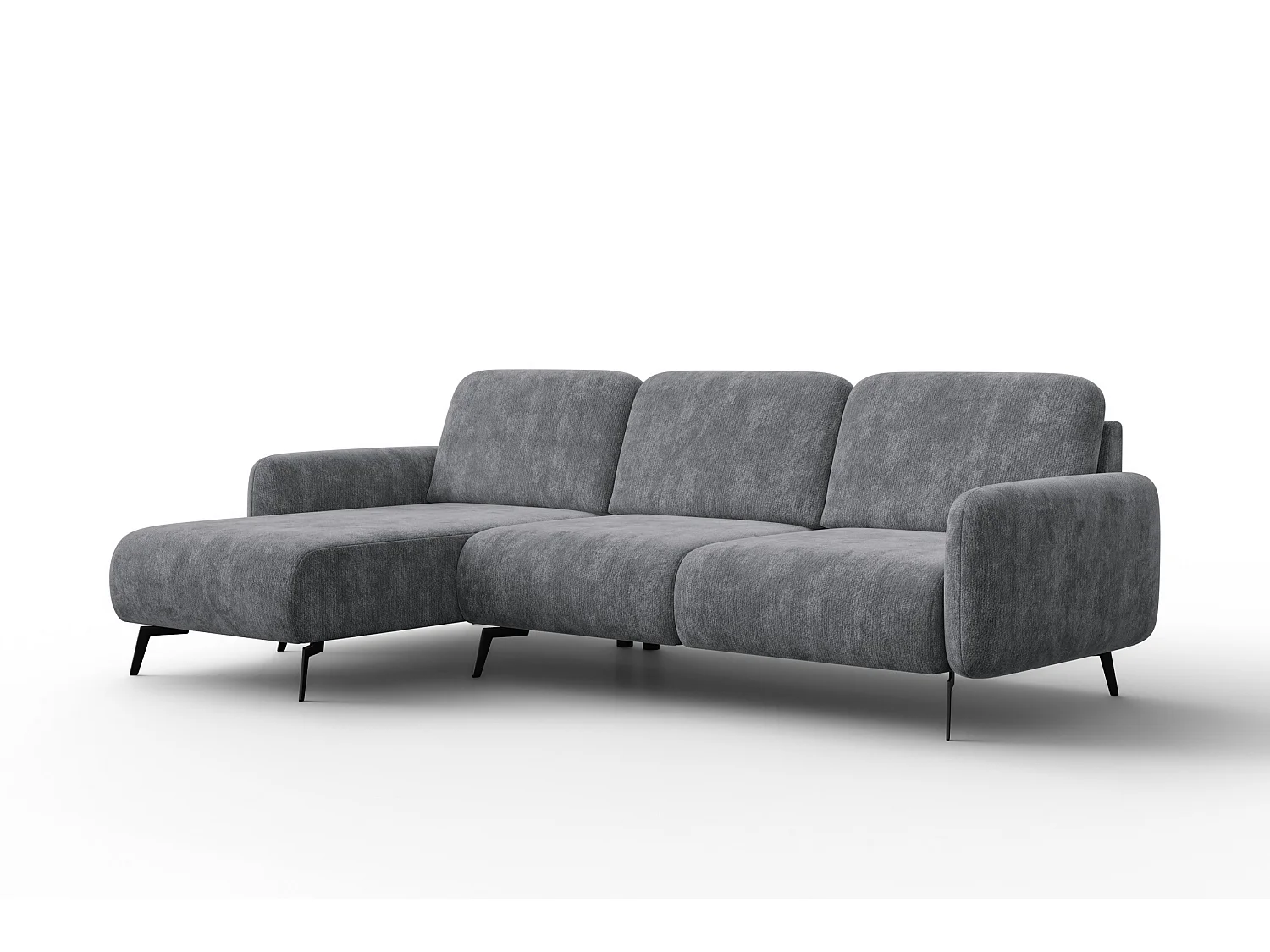 CANAPÉ D'ANGLE FEBE 4 places gauche, tissu chenille gris
