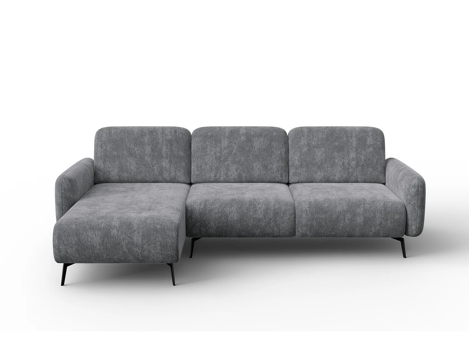 CANAPÉ D'ANGLE FEBE 4 places gauche, tissu chenille gris