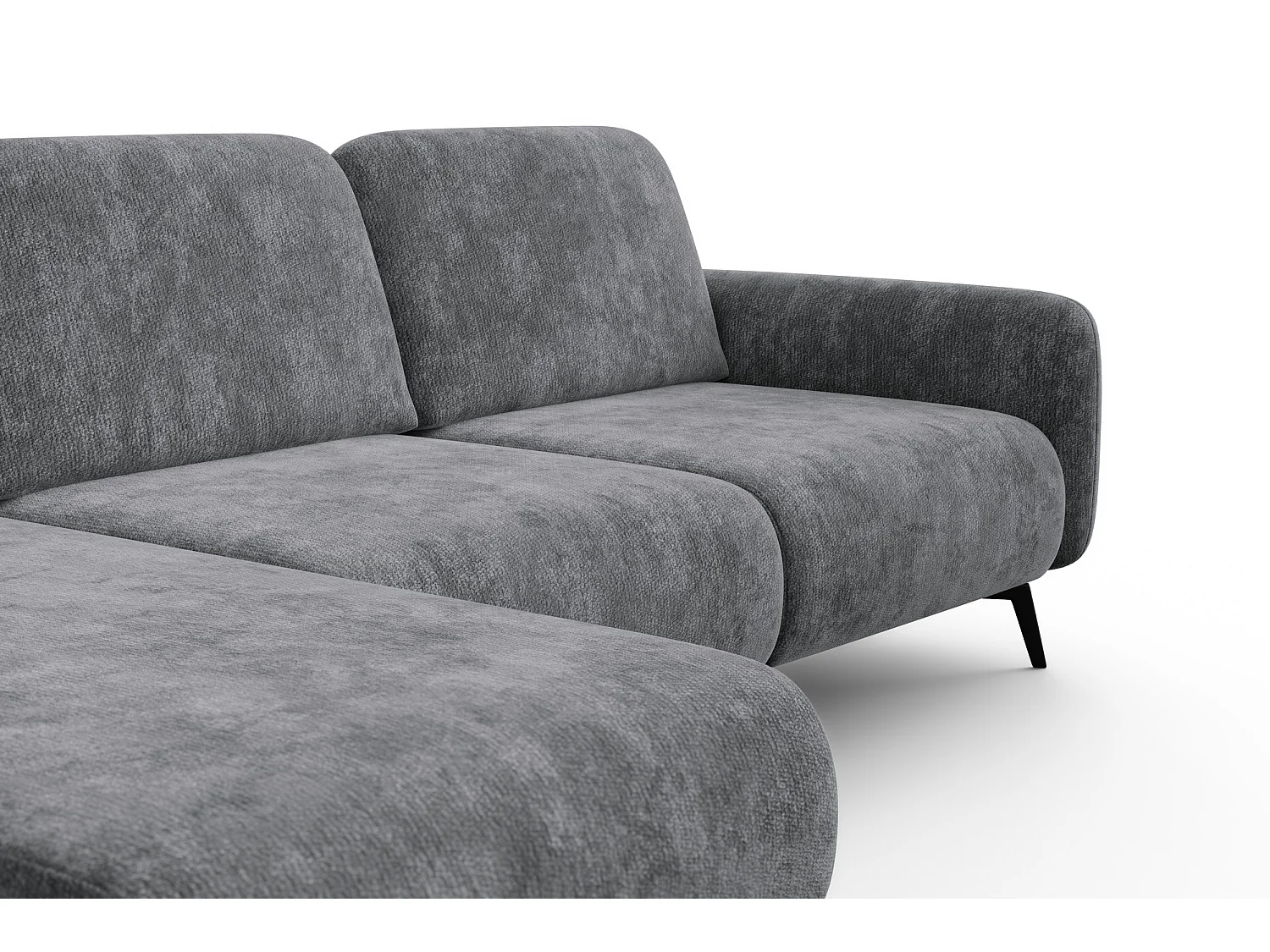 CANAPÉ D'ANGLE FEBE 4 places gauche, tissu chenille gris