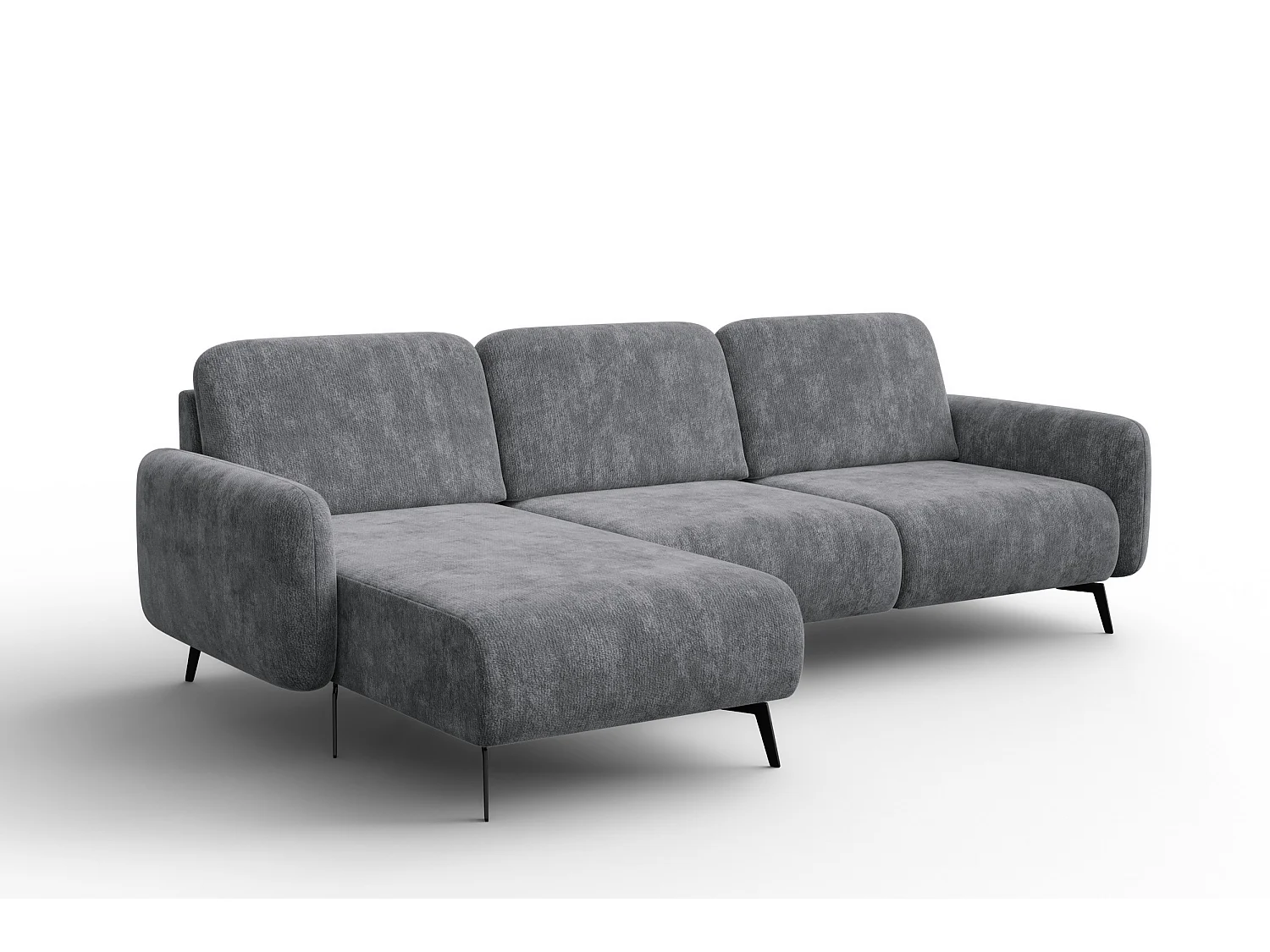 CANAPÉ D'ANGLE FEBE 4 places gauche, tissu chenille gris