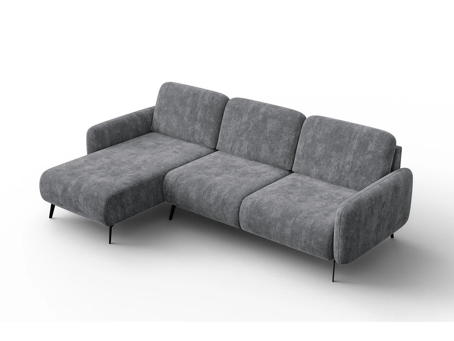 CANAPÉ D'ANGLE FEBE 4 places gauche, tissu chenille gris