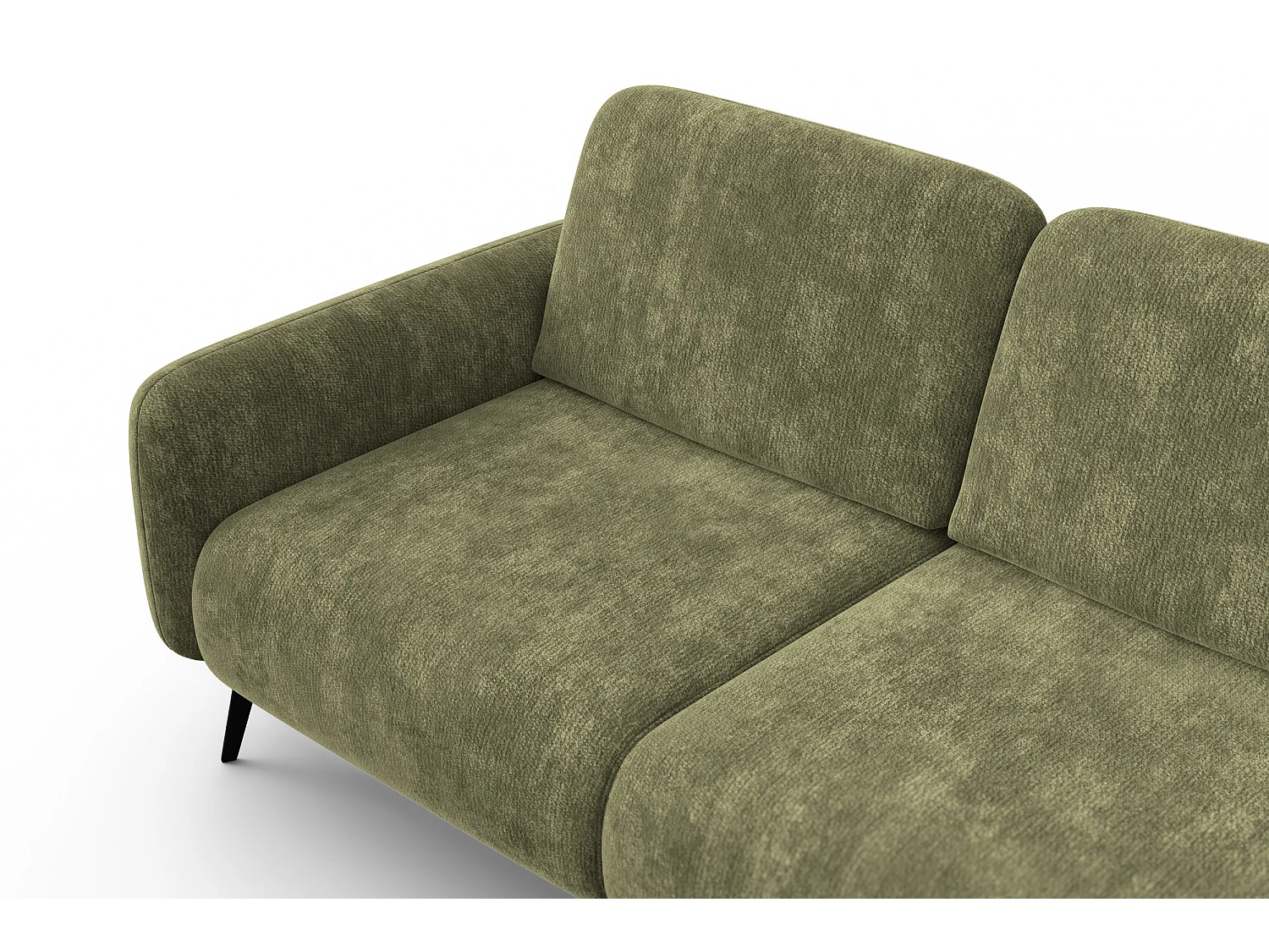 Ecksofa 4-Sitzer rechts FEBE, olivgrüner Chenille-Stoff