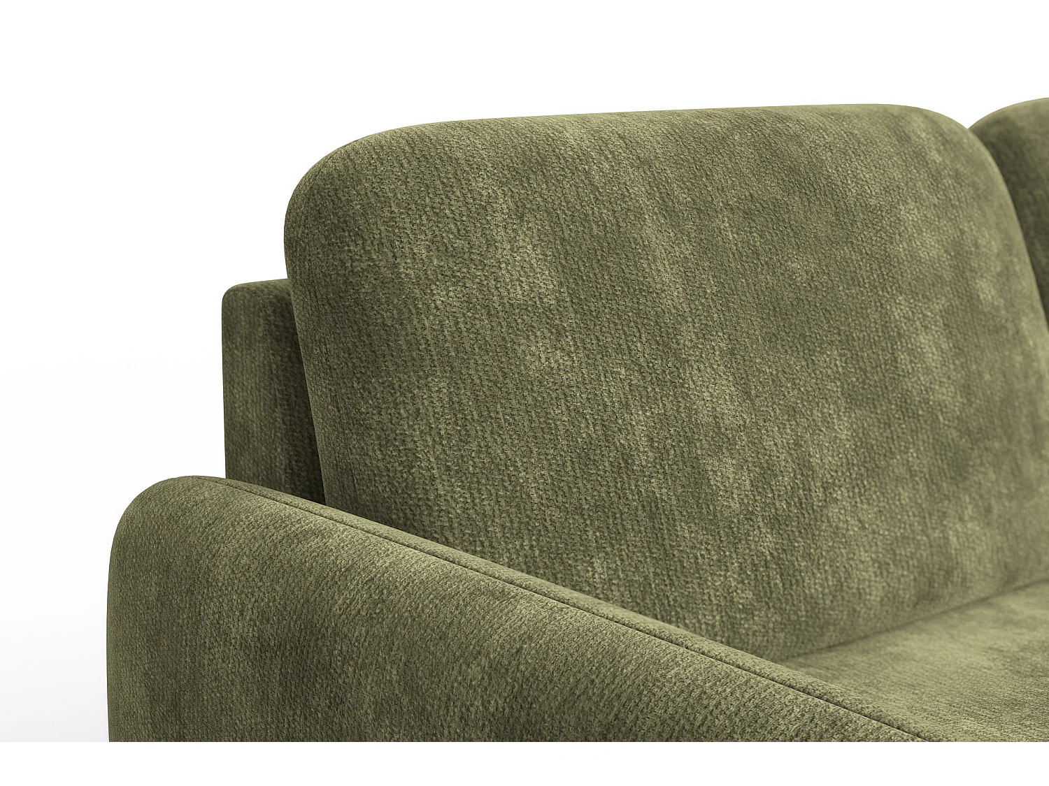 Ecksofa 4-Sitzer rechts FEBE, olivgrüner Chenille-Stoff
