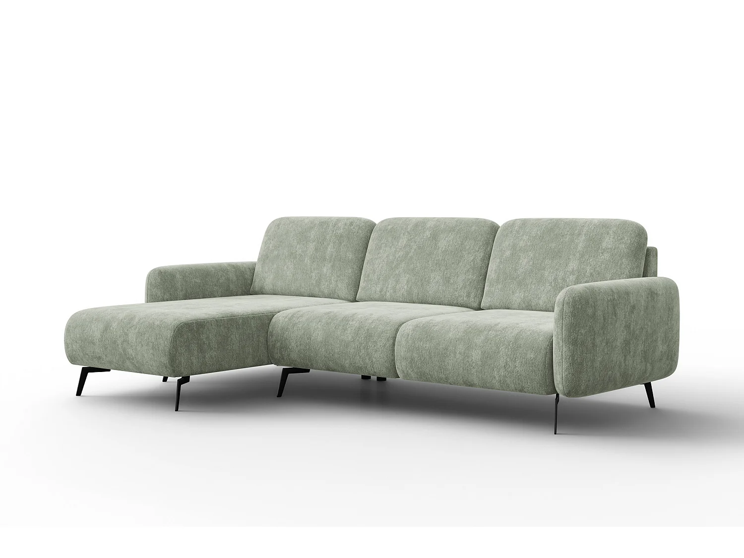 CANAPÉ D'ANGLE FEBE 4 places gauche, tissu chenille sauge
