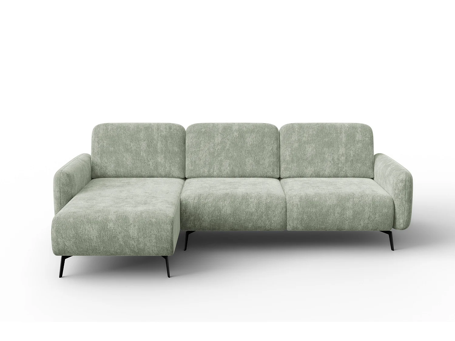 CANAPÉ D'ANGLE FEBE 4 places gauche, tissu chenille sauge