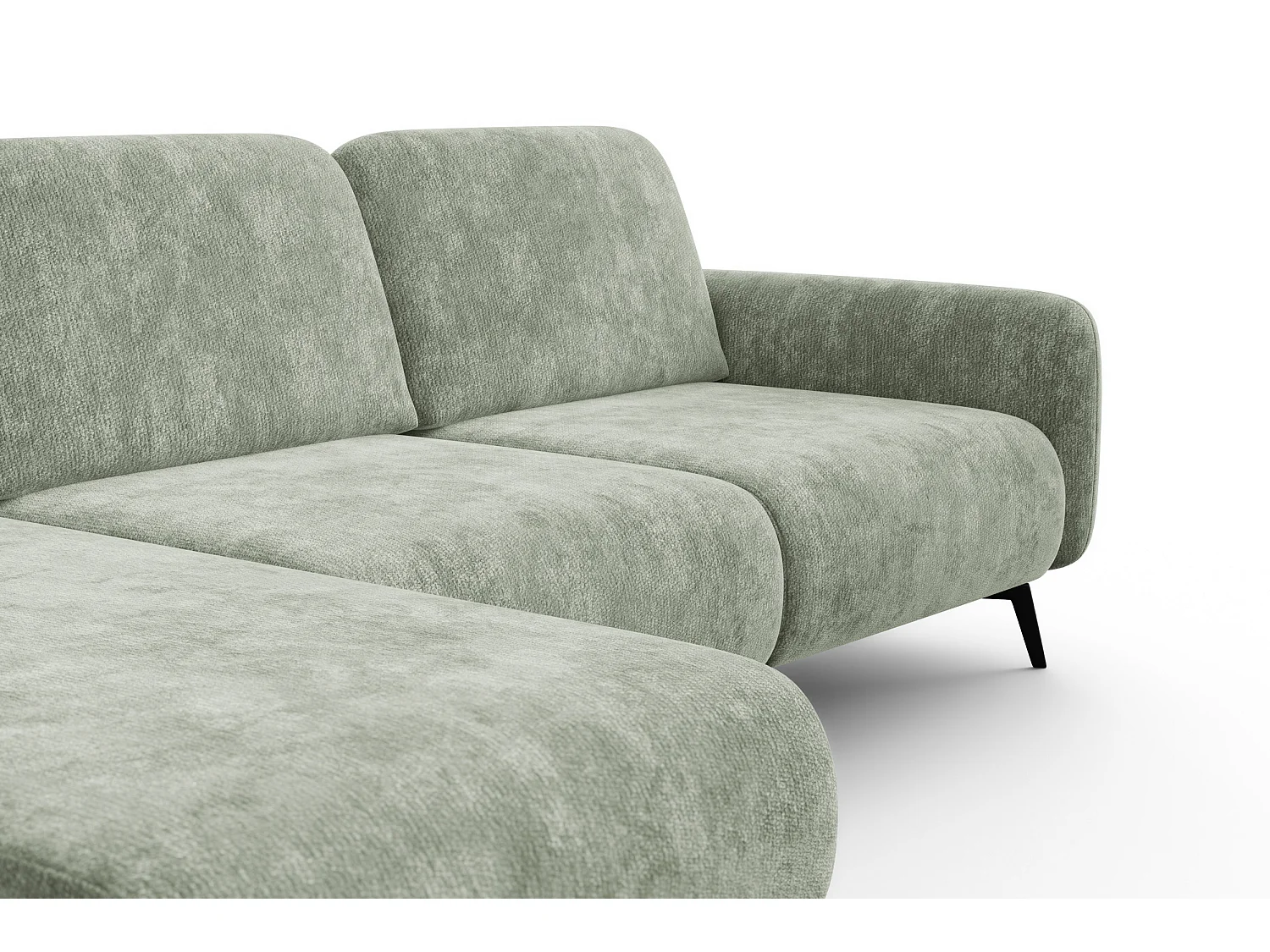 CANAPÉ D'ANGLE FEBE 4 places gauche, tissu chenille sauge