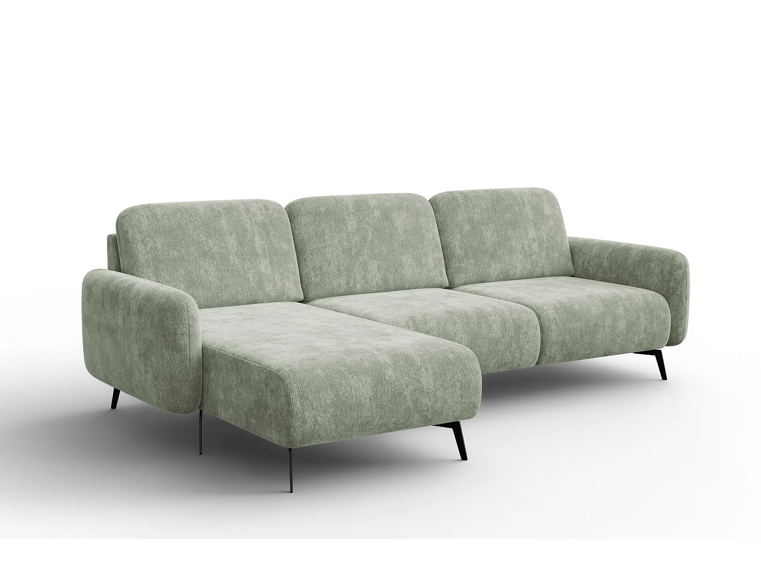 CANAPÉ D'ANGLE FEBE 4 places gauche, tissu chenille sauge