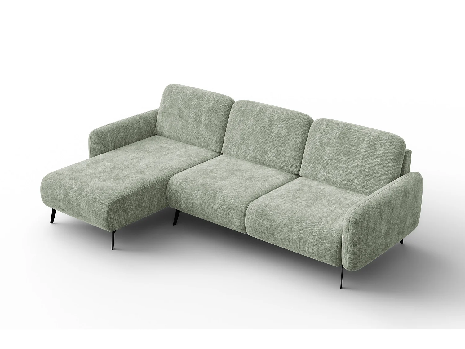 CANAPÉ D'ANGLE FEBE 4 places gauche, tissu chenille sauge