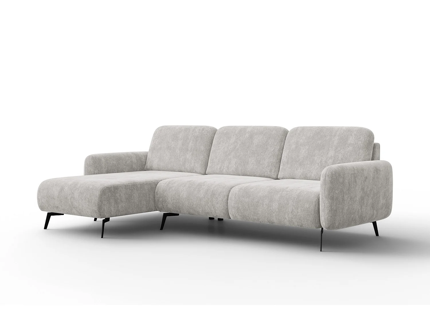 CANAPÉ D'ANGLE FEBE 4 places gauche, tissu chenille gris clair