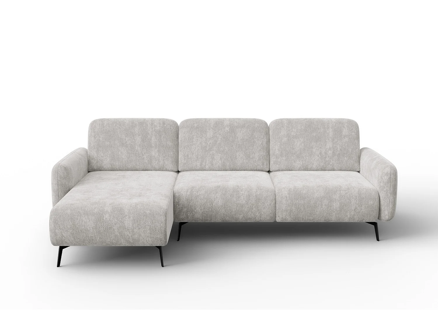 CANAPÉ D'ANGLE FEBE 4 places gauche, tissu chenille gris clair