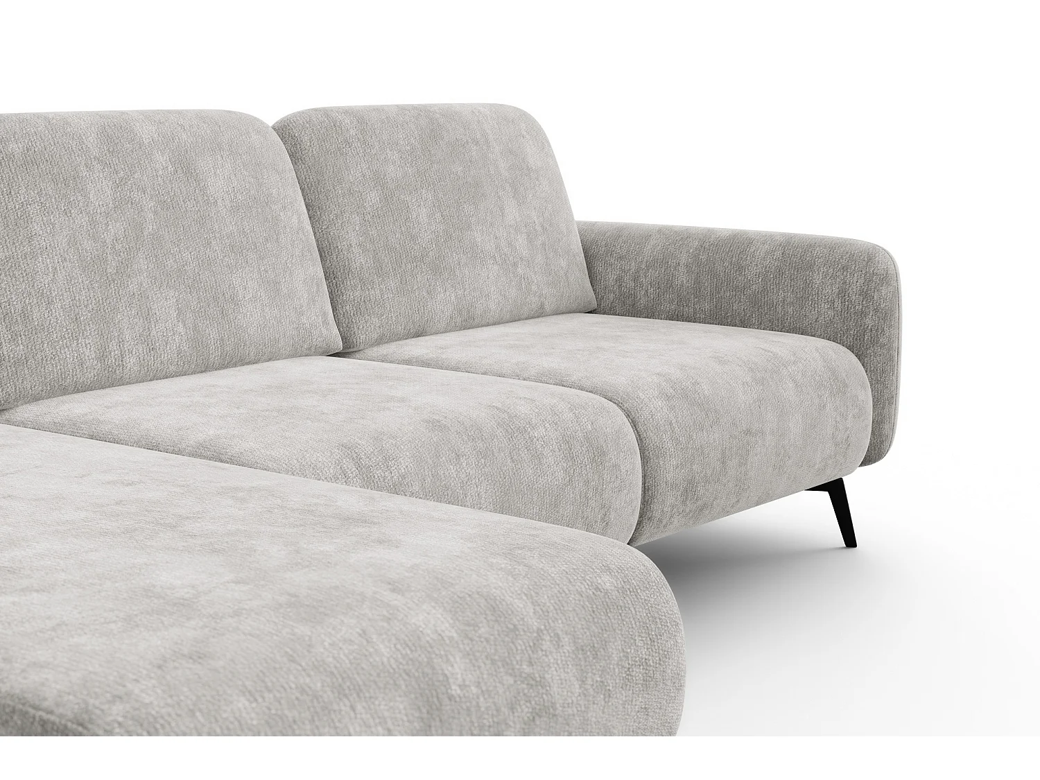 CANAPÉ D'ANGLE FEBE 4 places gauche, tissu chenille gris clair