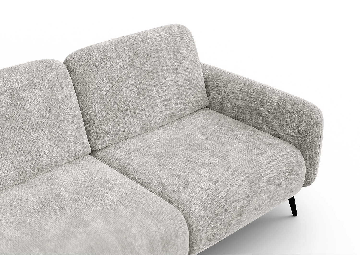 CANAPÉ D'ANGLE FEBE 4 places gauche, tissu chenille gris clair