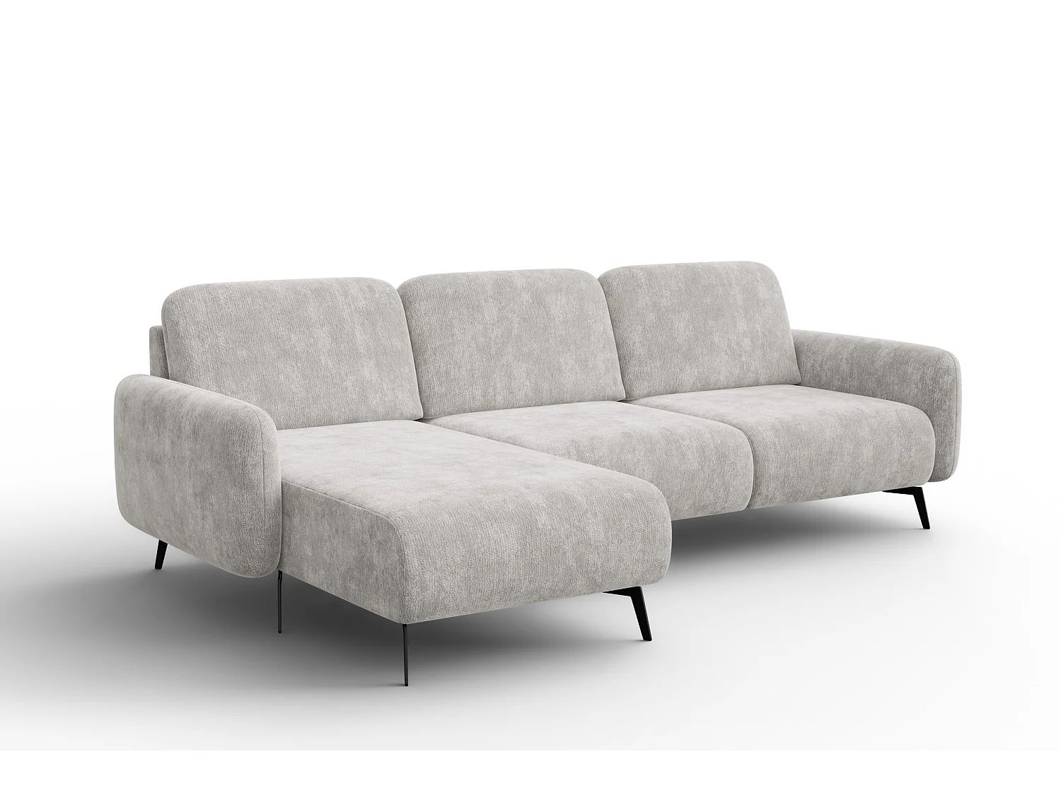 CANAPÉ D'ANGLE FEBE 4 places gauche, tissu chenille gris clair