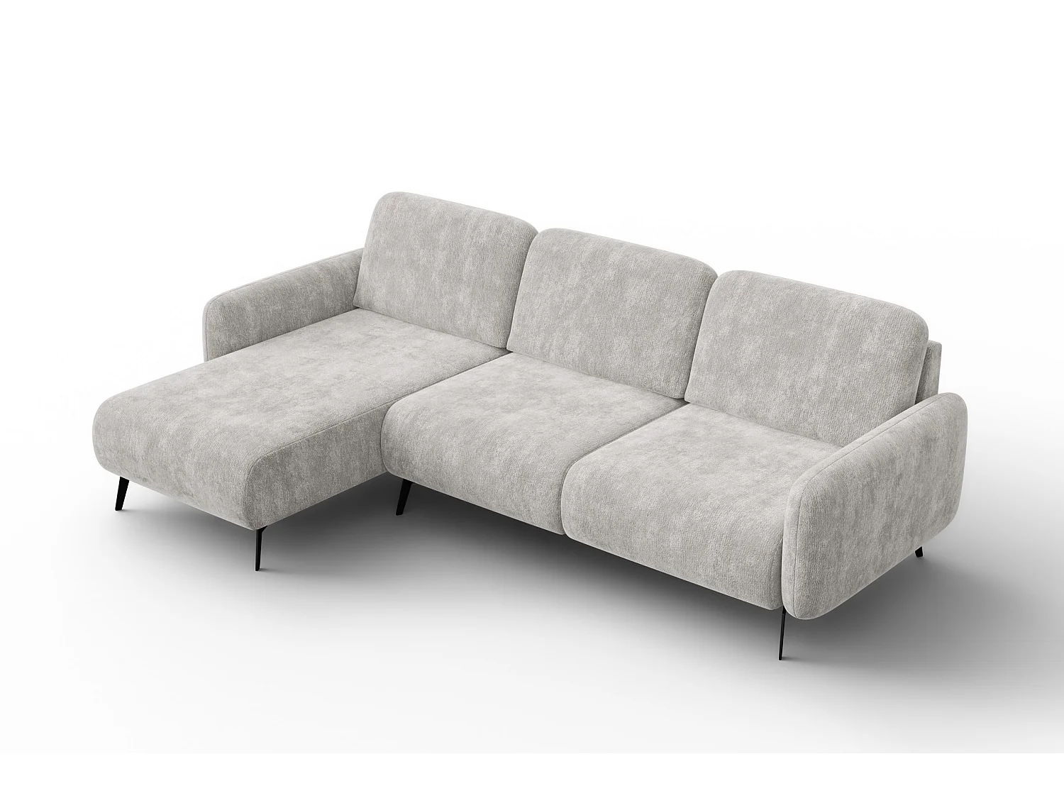 CANAPÉ D'ANGLE FEBE 4 places gauche, tissu chenille gris clair