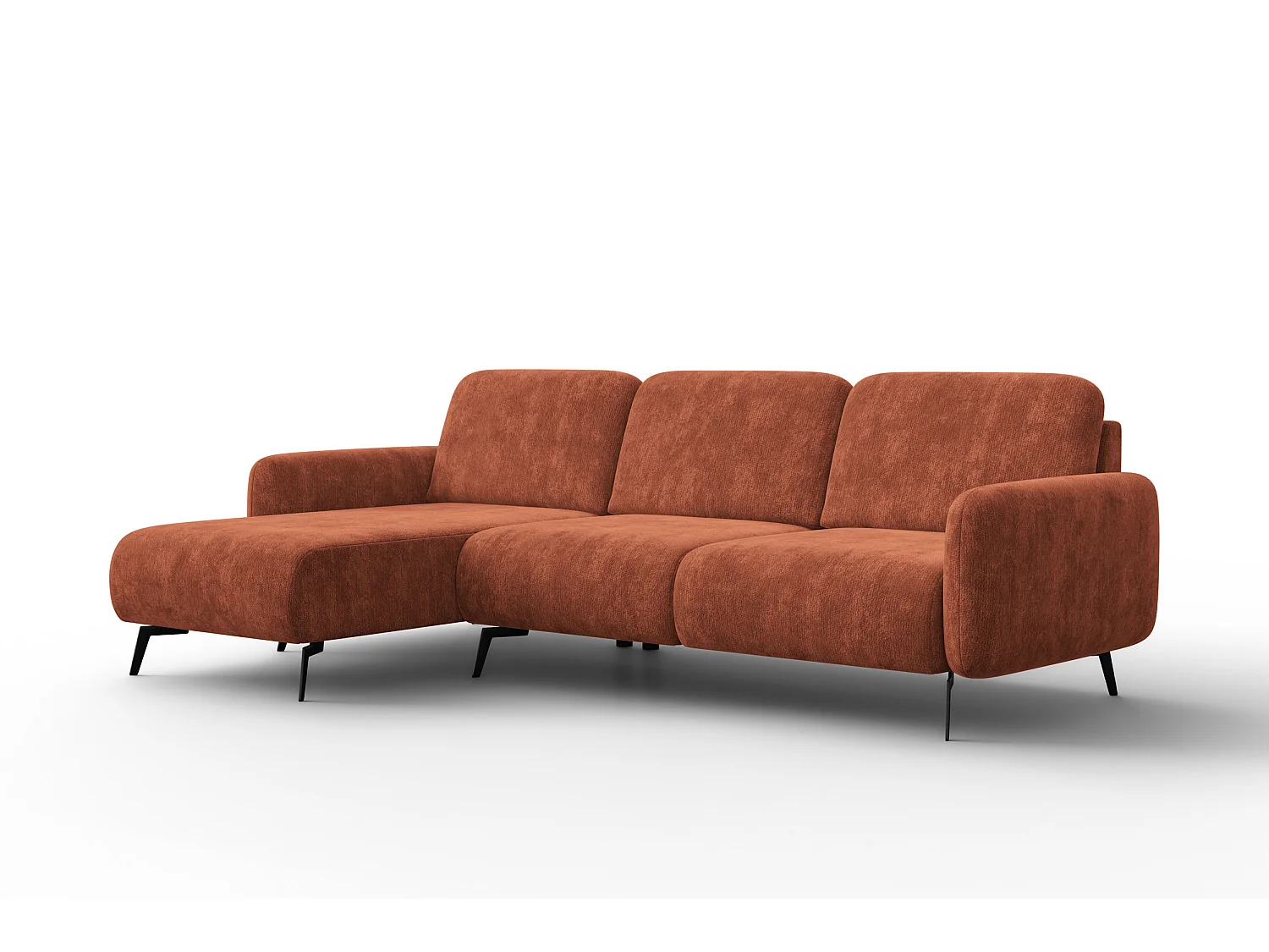 CANAPÉ D'ANGLE FEBE 4 places gauche, tissu chenille orange foncé