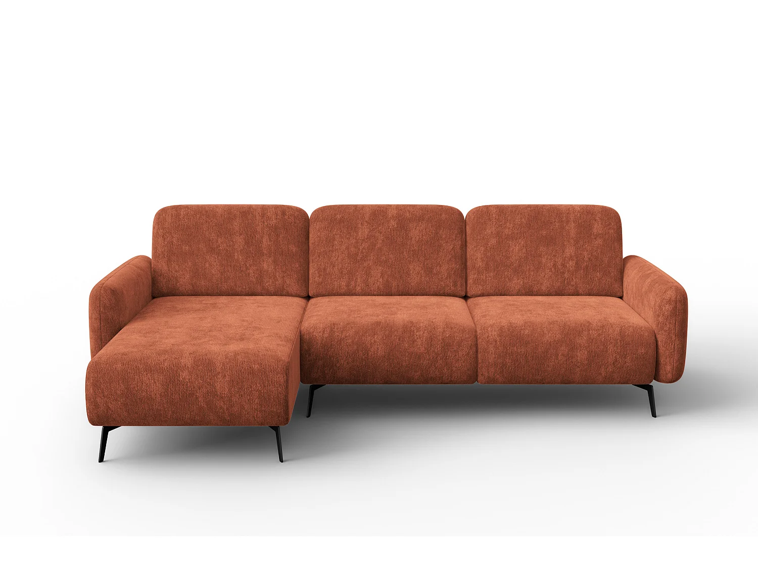 CANAPÉ D'ANGLE FEBE 4 places gauche, tissu chenille orange foncé
